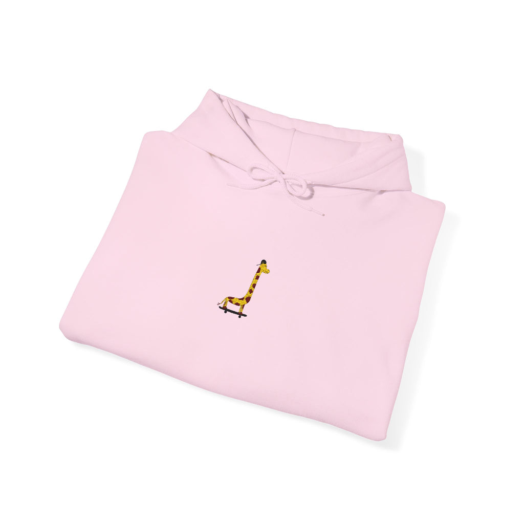 Embroidered Giraffe on a Skateboard Hoodie