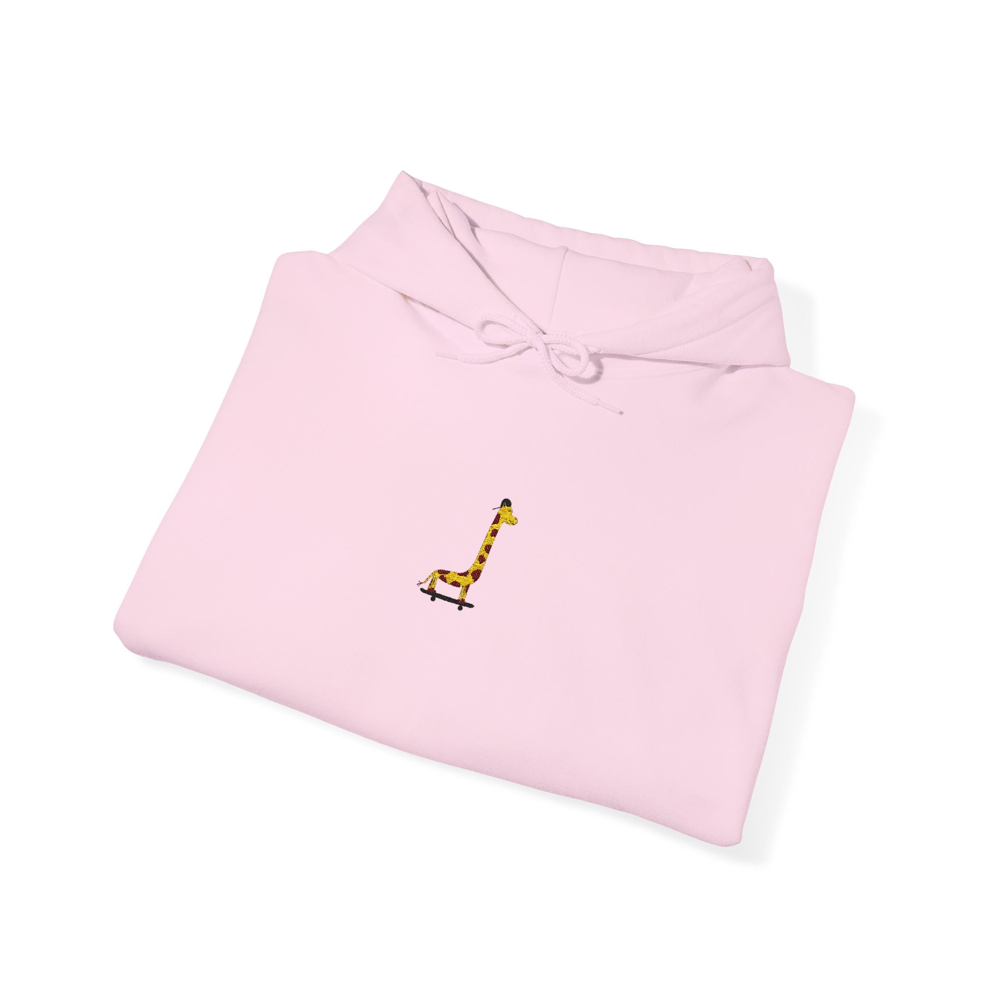 Embroidered Giraffe on a Skateboard Hoodie