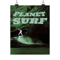 Planet Surf Matte Poster — Retro Green Surfing Wall Art