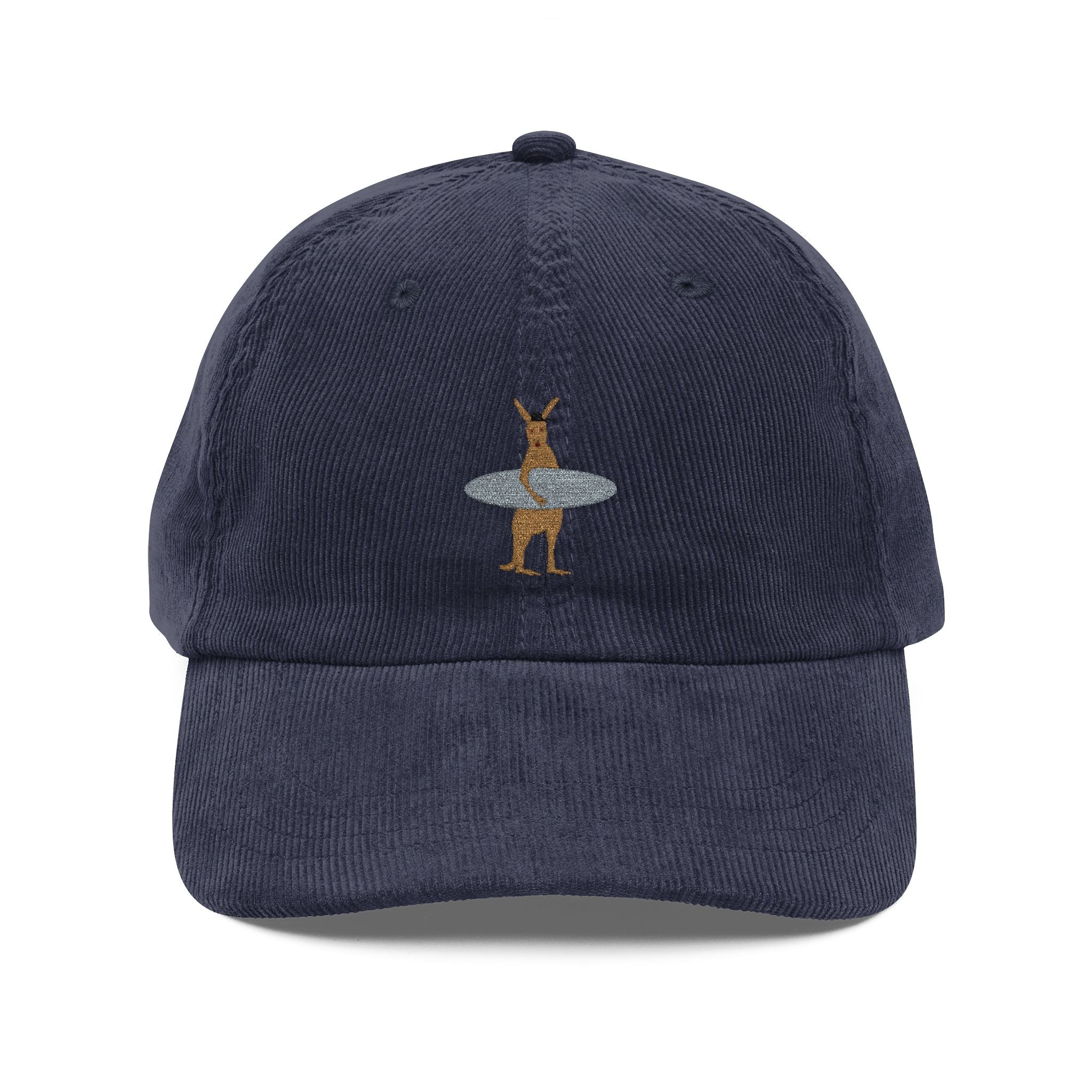 Corduroy Baseball Cap — Embroidered Surf Kangaroo
