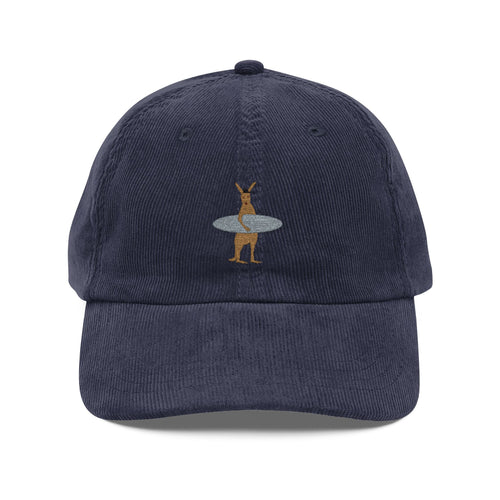 Corduroy Baseball Cap — Embroidered Surf Kangaroo