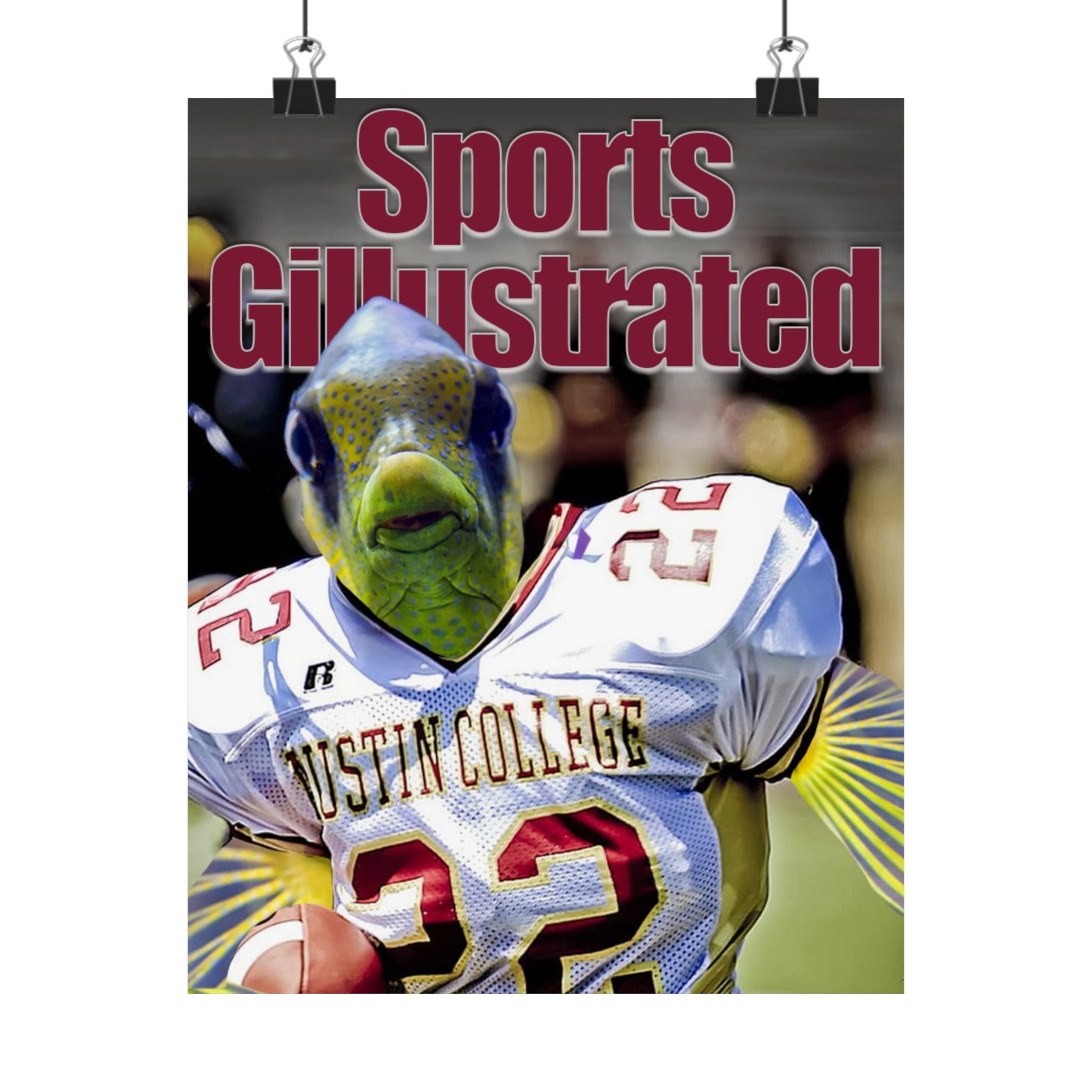 Sports Gillustrated Fish-Head Football Player Matte Vertical Poster
