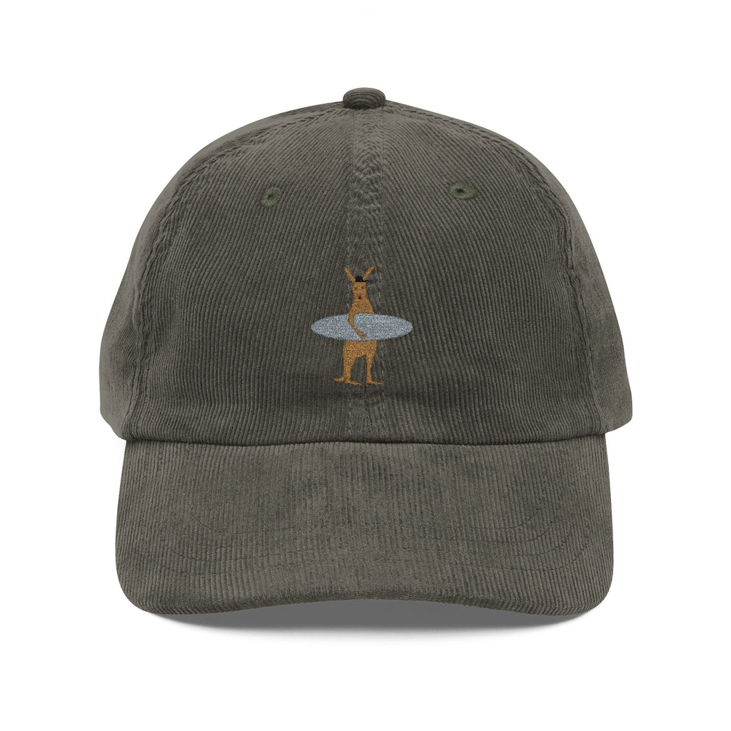 Corduroy Baseball Cap — Embroidered Surf Kangaroo