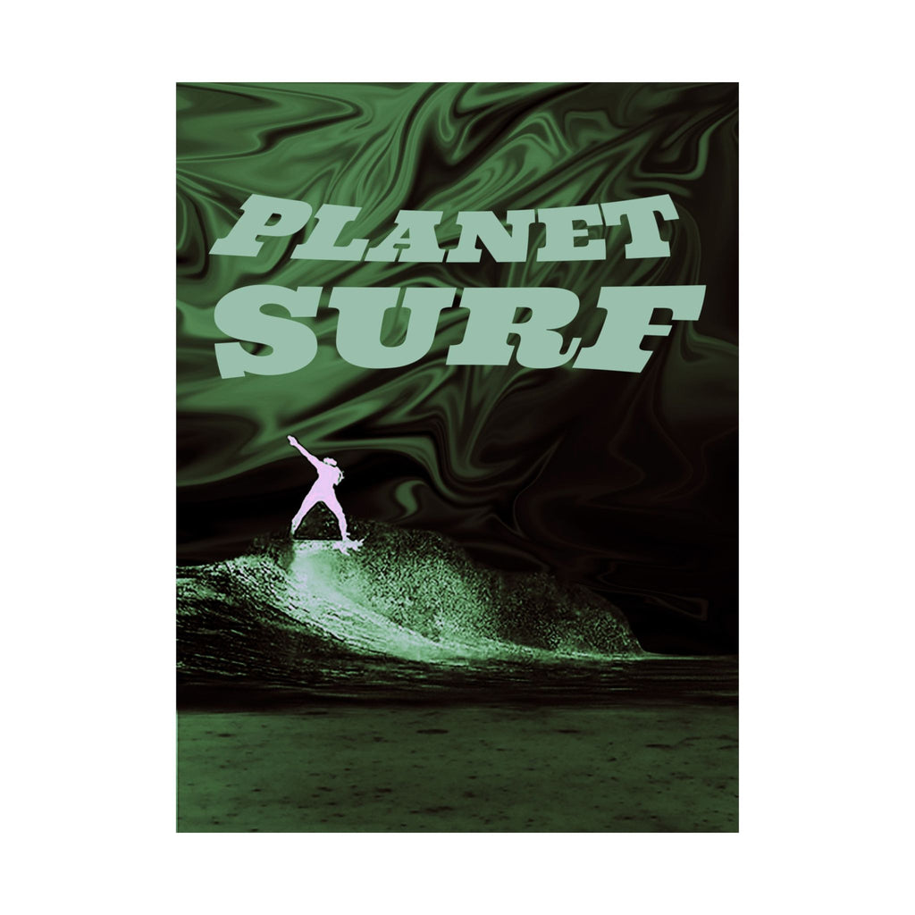 Planet Surf Matte Poster — Retro Green Surfing Wall Art