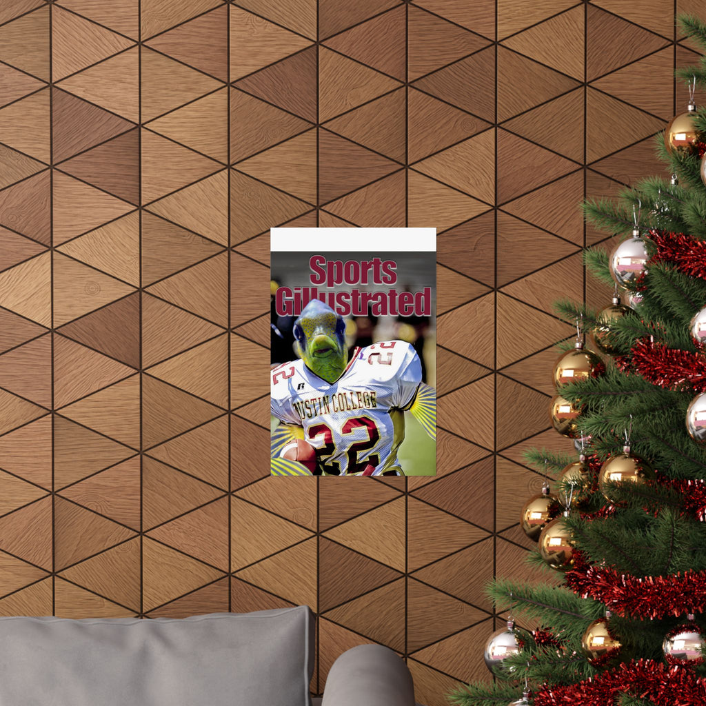 Sports Gillustrated Fish-Head Football Player Matte Vertical Poster