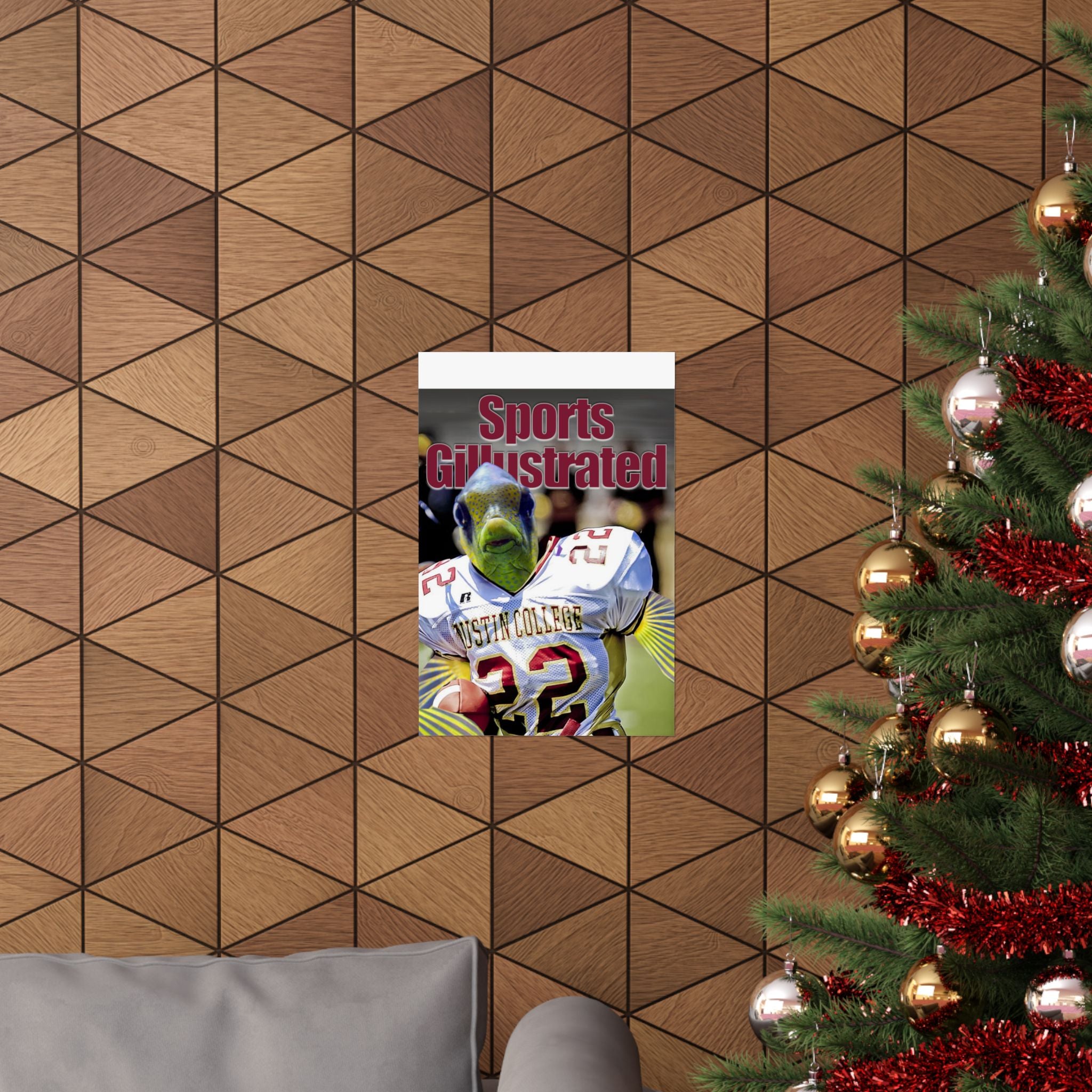 Sports Gillustrated Fish-Head Football Player Matte Vertical Poster