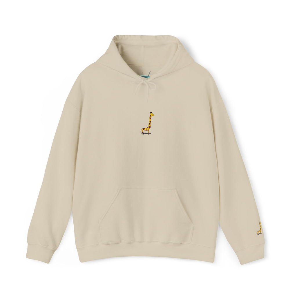 Embroidered Giraffe on a Skateboard Hoodie