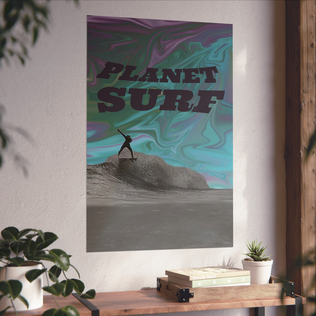 Planet Surf Fine Art Poster - Vibrant Wall Art for Beach Lovers & Surfers