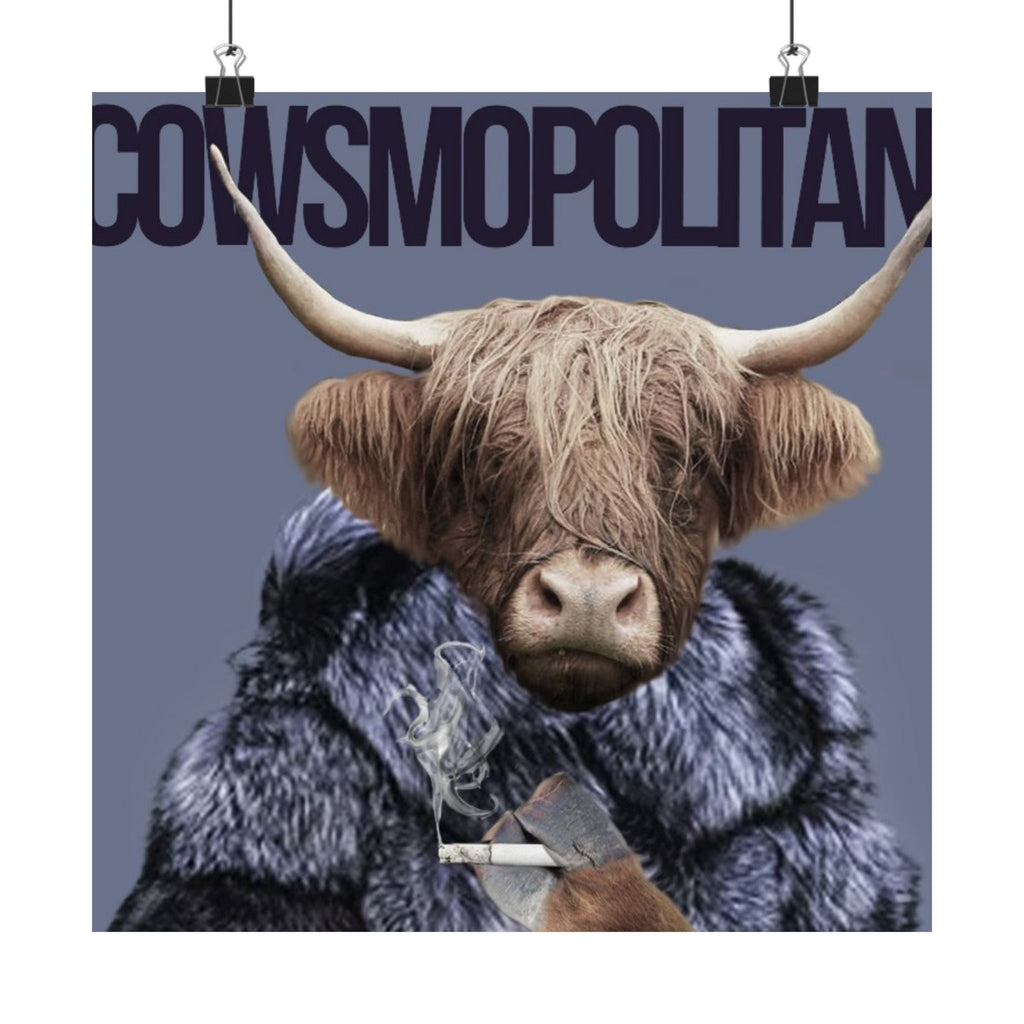 Cowsmopolitan Matte Vertical Poster - Chic Animal Art Print for Home Decor