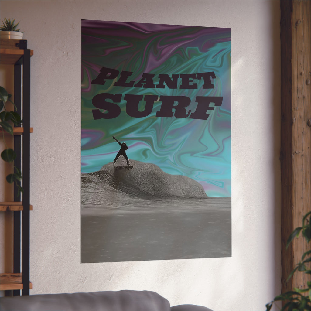 Planet Surf Fine Art Poster - Vibrant Wall Art for Beach Lovers & Surfers