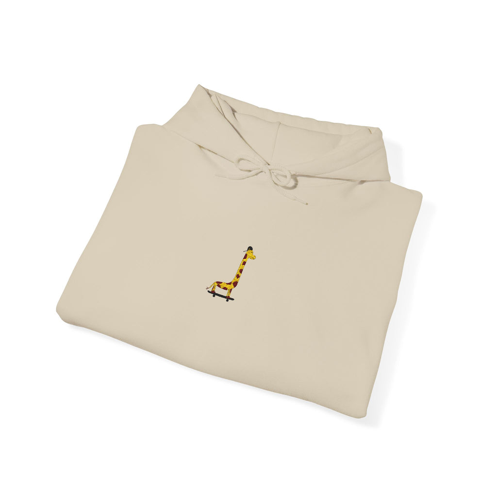 Embroidered Giraffe on a Skateboard Hoodie