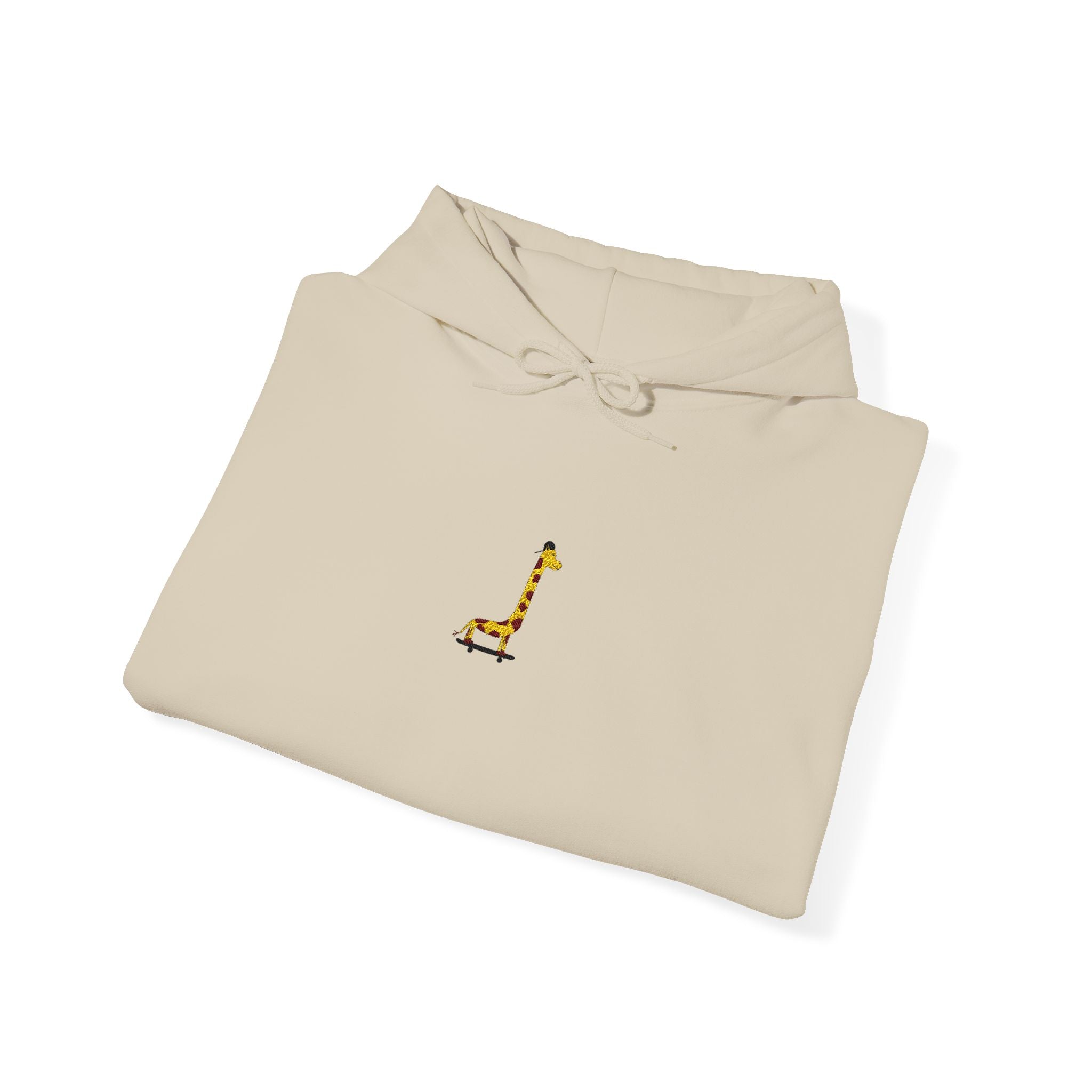 Embroidered Giraffe on a Skateboard Hoodie