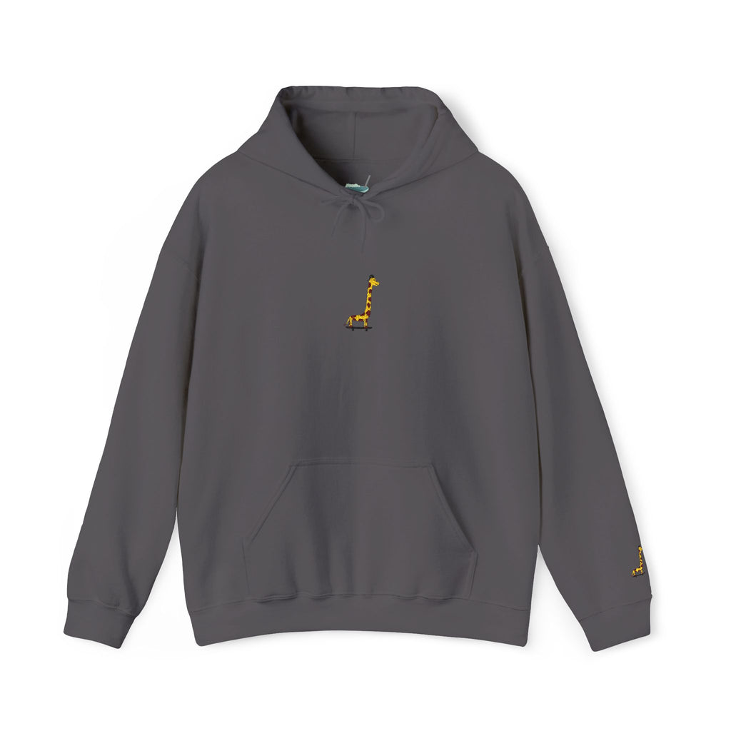Embroidered Giraffe on a Skateboard Hoodie