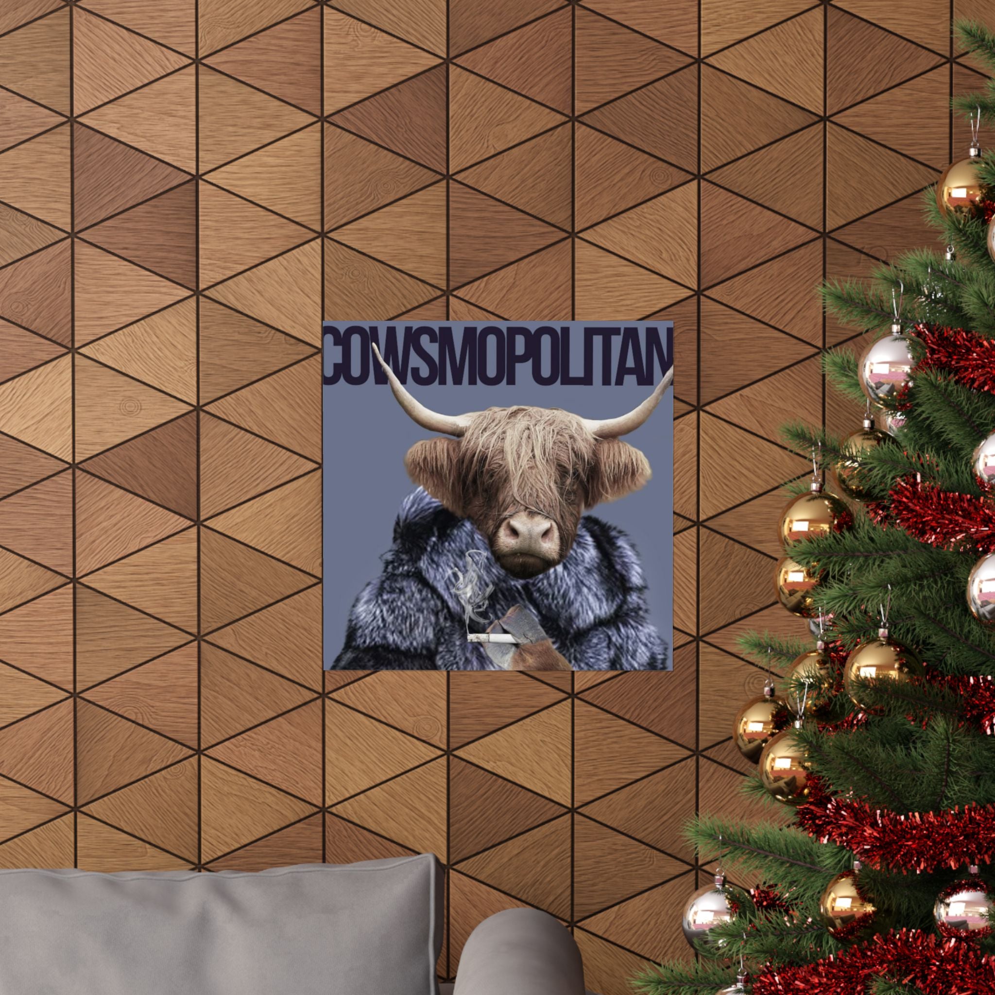 Cowsmopolitan Matte Vertical Poster - Chic Animal Art Print for Home Decor