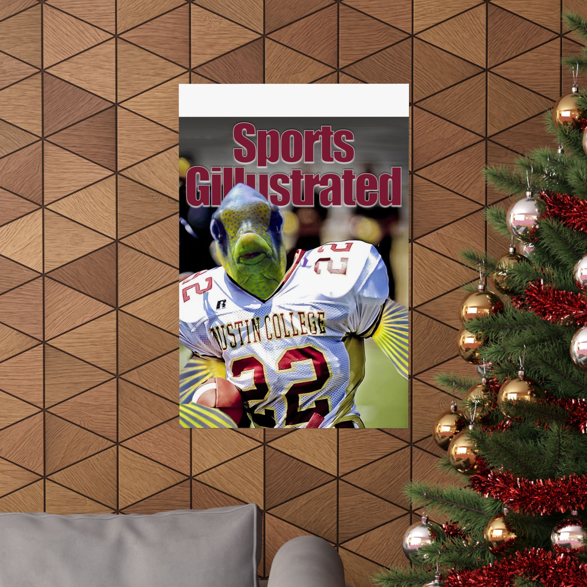 Sports Gillustrated Fish-Head Football Player Matte Vertical Poster