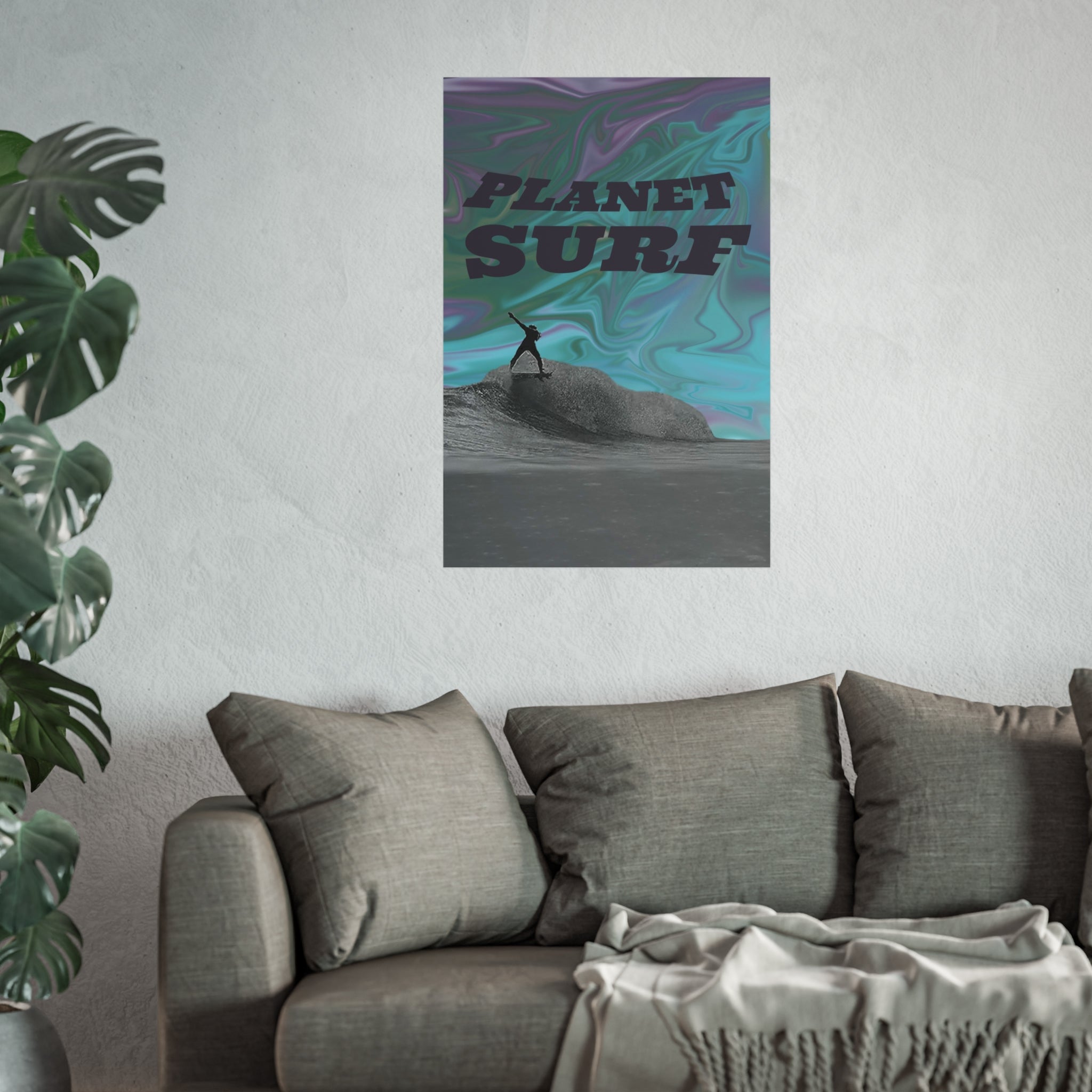 Planet Surf Fine Art Poster - Vibrant Wall Art for Beach Lovers & Surfers