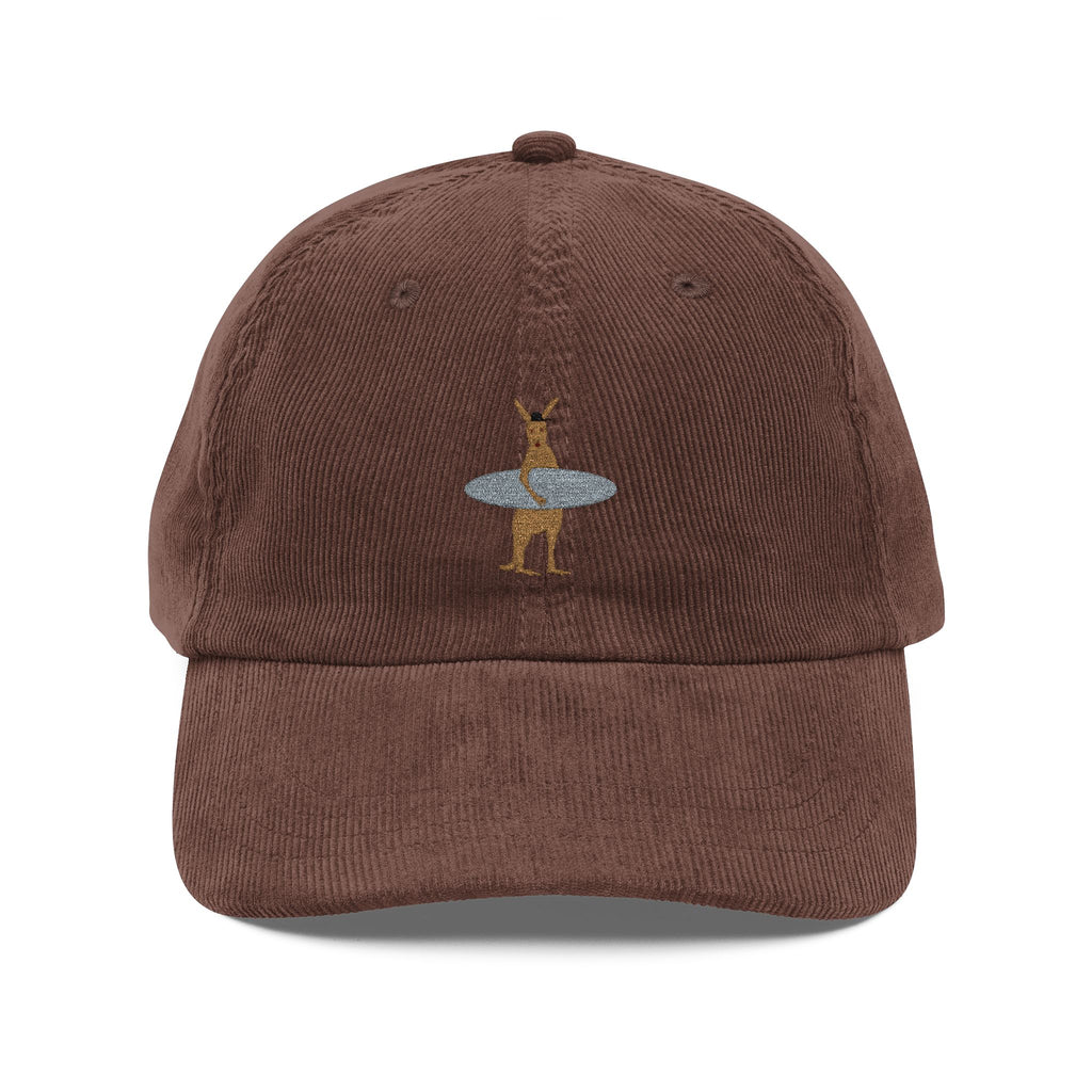 Corduroy Baseball Cap — Embroidered Surf Kangaroo