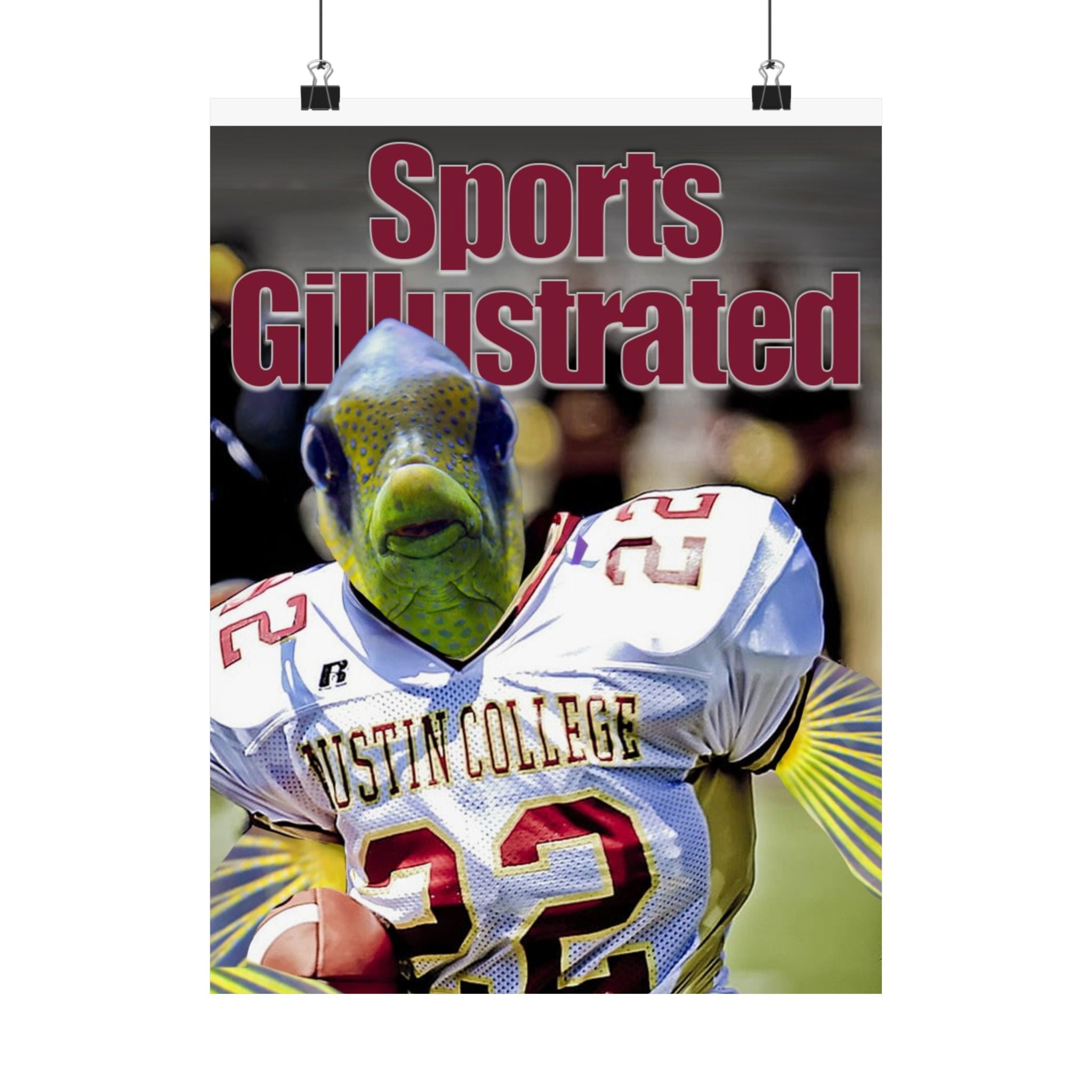 Sports Gillustrated Fish-Head Football Player Matte Vertical Poster