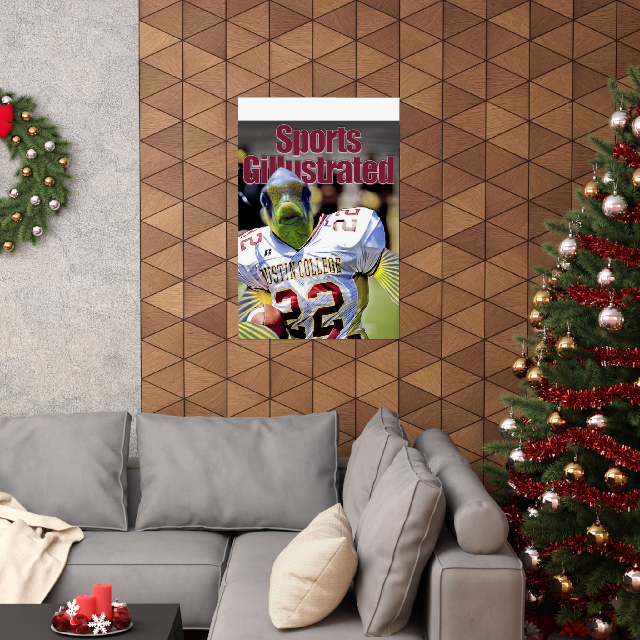 Sports Gillustrated Fish-Head Football Player Matte Vertical Poster
