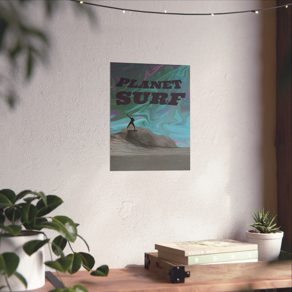 Planet Surf Fine Art Poster - Vibrant Wall Art for Beach Lovers & Surfers