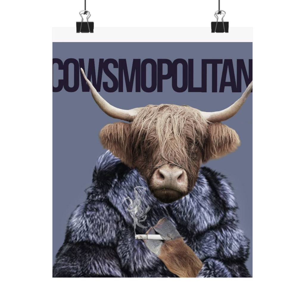 Cowsmopolitan Matte Vertical Poster - Chic Animal Art Print for Home Decor