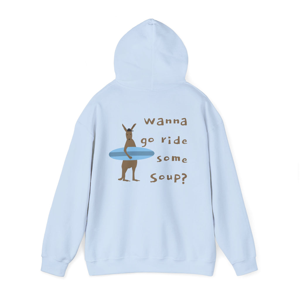 Surfing Kangaroo Hoodie — "Wanna go ride some soup?"