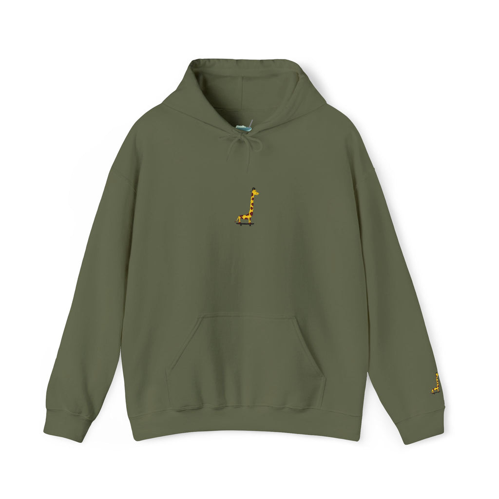 Embroidered Giraffe on a Skateboard Hoodie