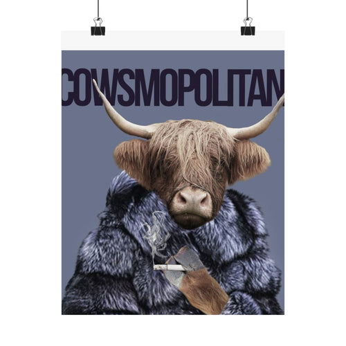 Cowsmopolitan Matte Vertical Poster - Chic Animal Art Print for Home Decor