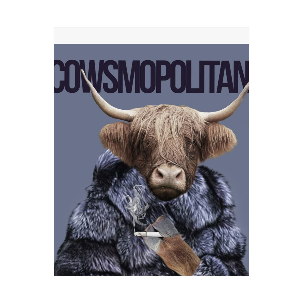 Cowsmopolitan Matte Vertical Poster - Chic Animal Art Print for Home Decor