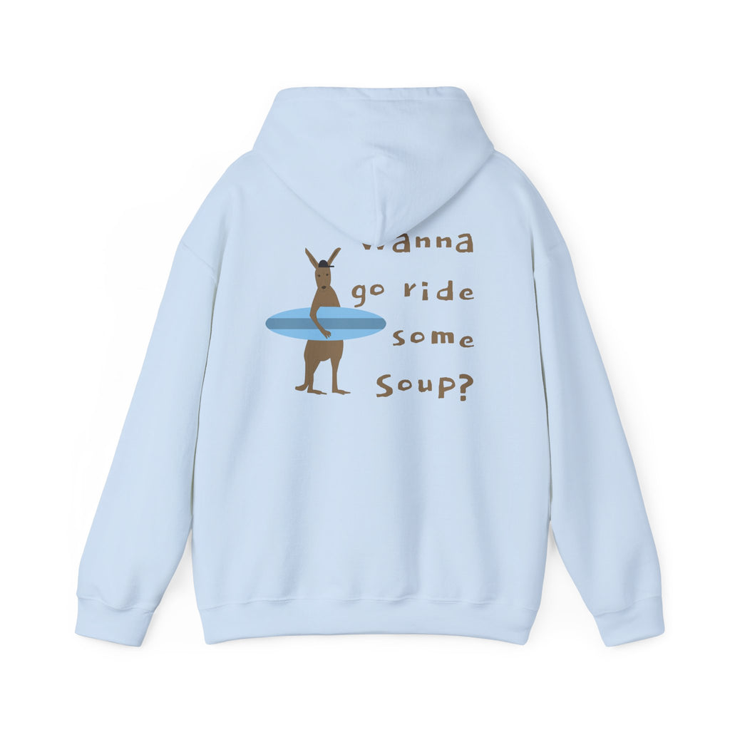 Surfing Kangaroo Hoodie — "Wanna go ride some soup?"