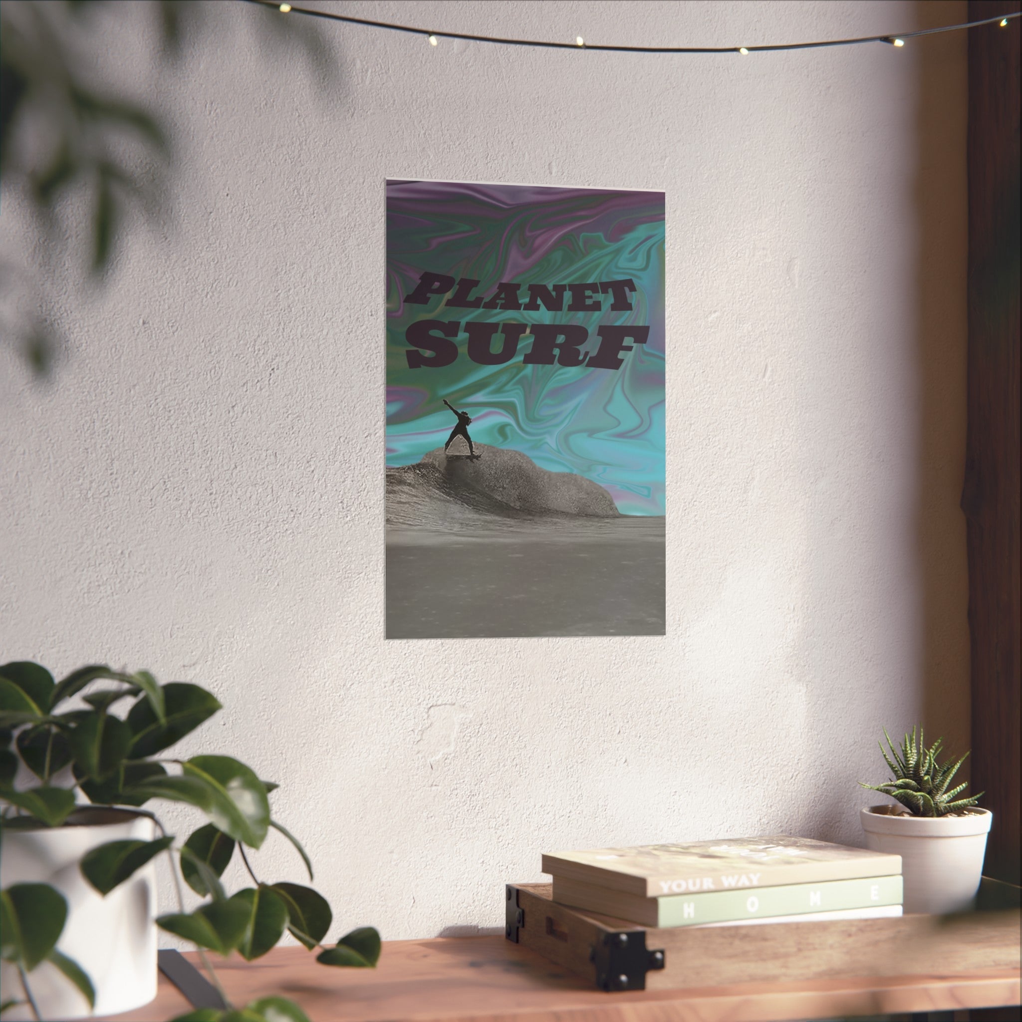 Planet Surf Fine Art Poster - Vibrant Wall Art for Beach Lovers & Surfers