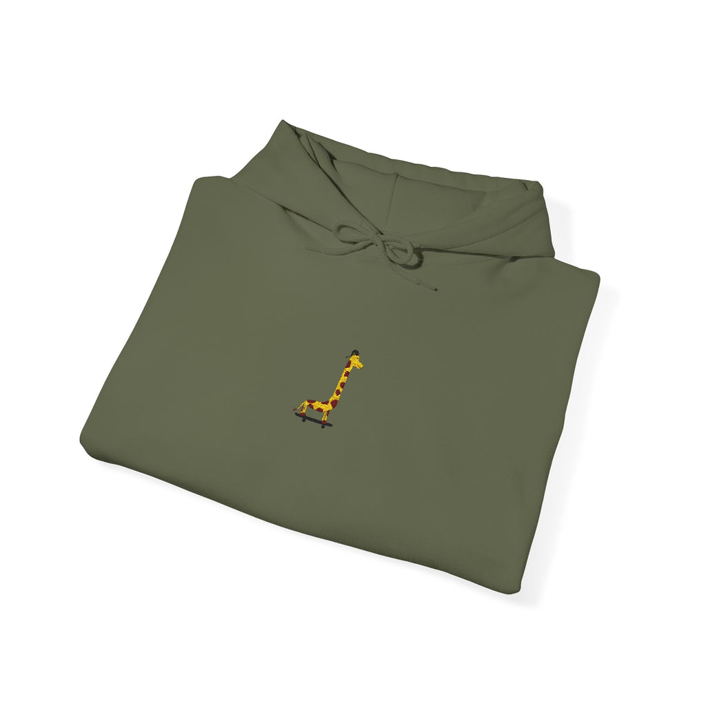Embroidered Giraffe on a Skateboard Hoodie