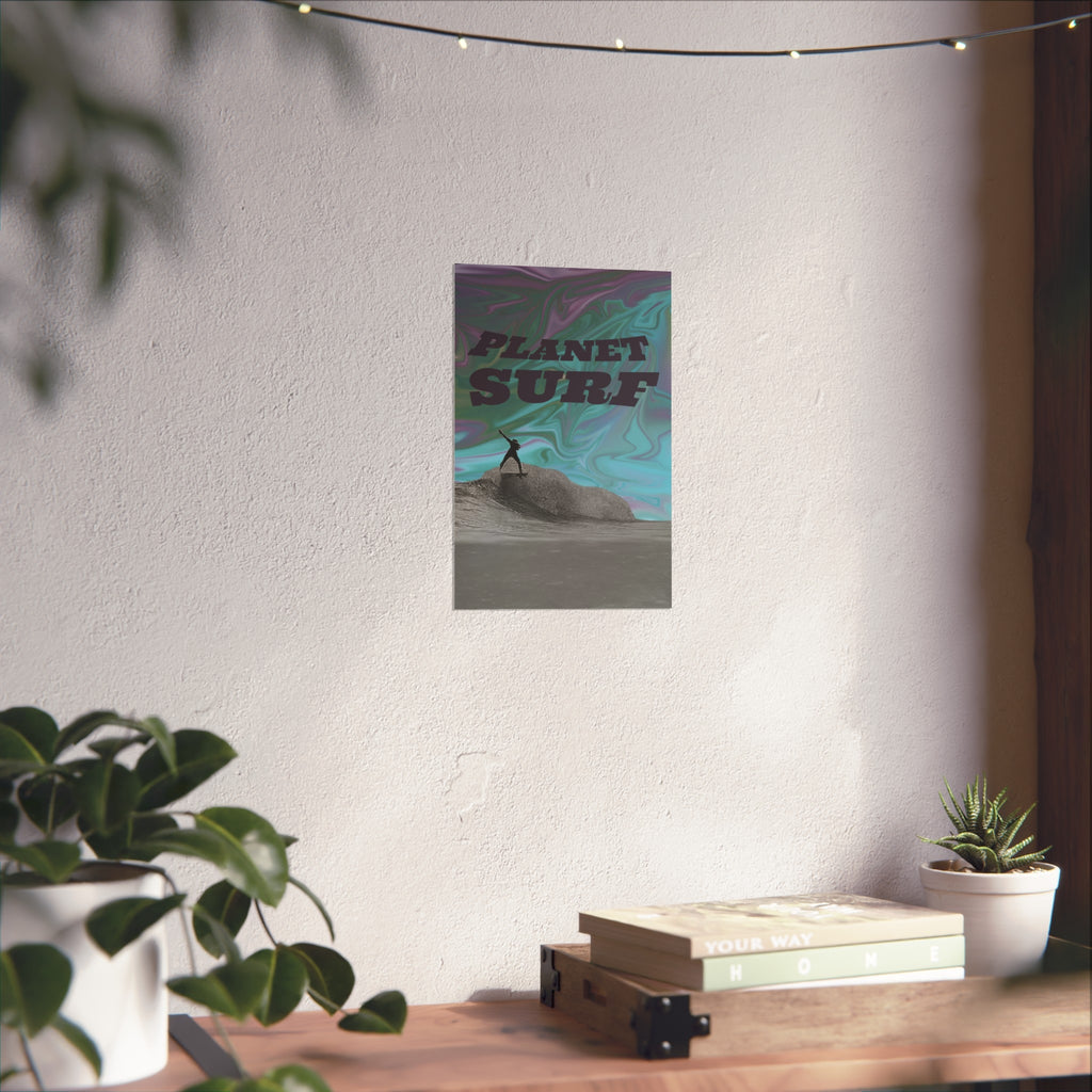 Planet Surf Fine Art Poster - Vibrant Wall Art for Beach Lovers & Surfers