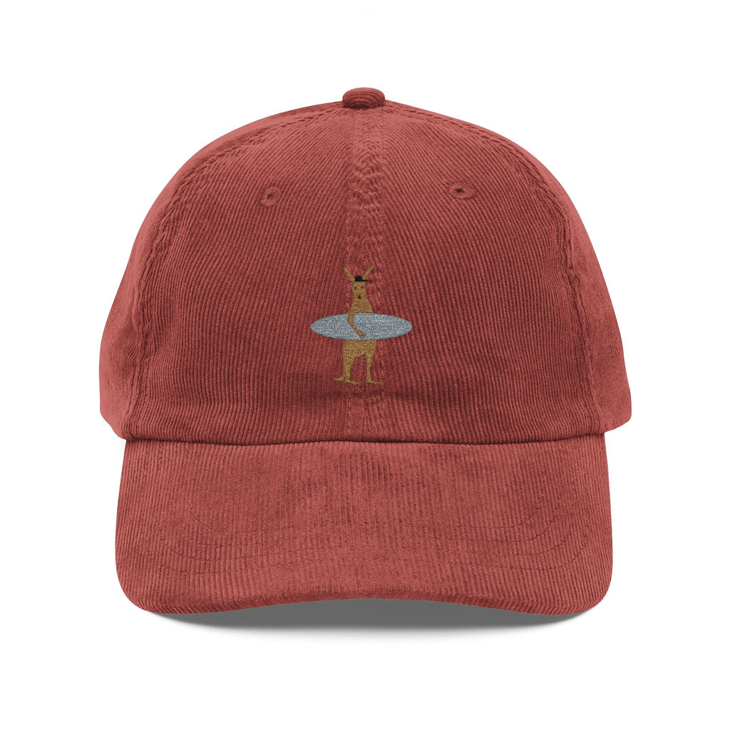 Corduroy Baseball Cap — Embroidered Surf Kangaroo