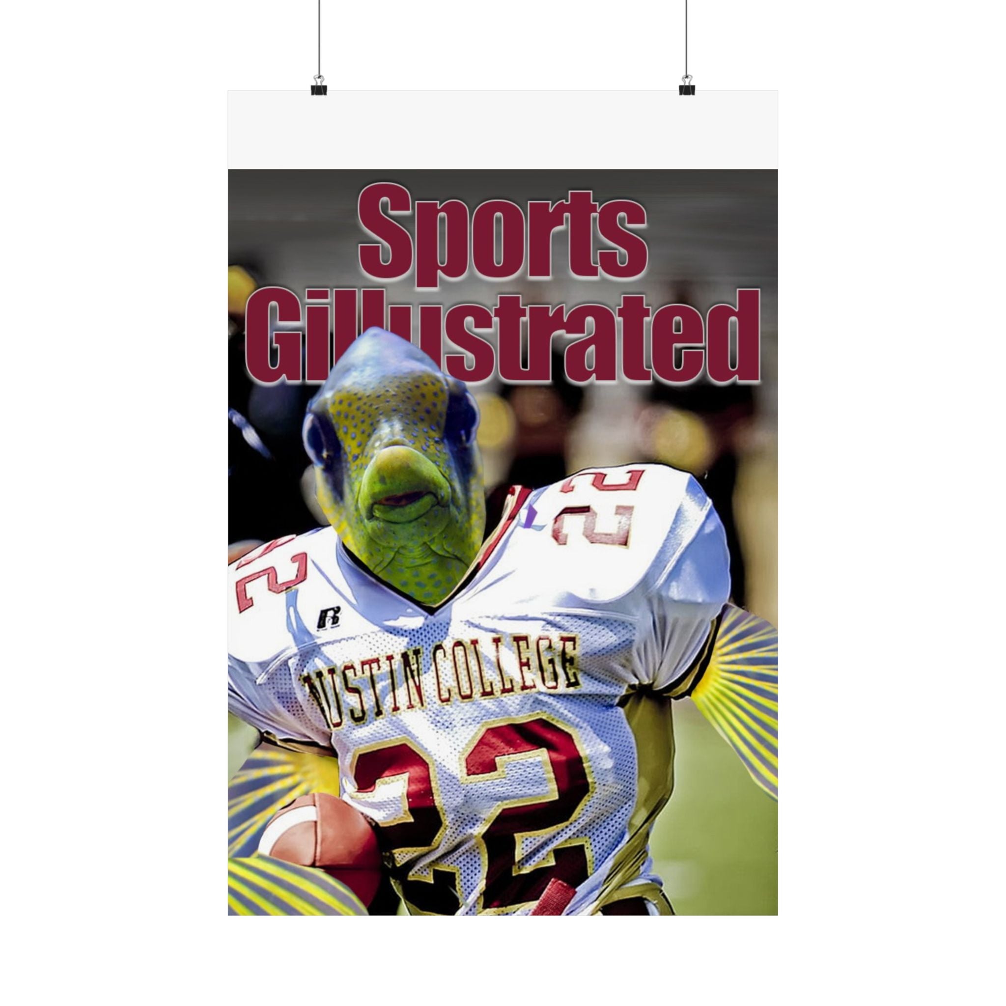Sports Gillustrated Fish-Head Football Player Matte Vertical Poster