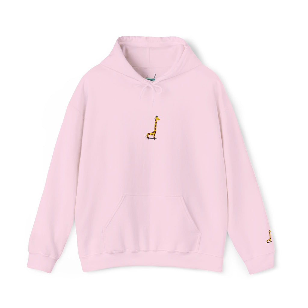 Embroidered Giraffe on a Skateboard Hoodie