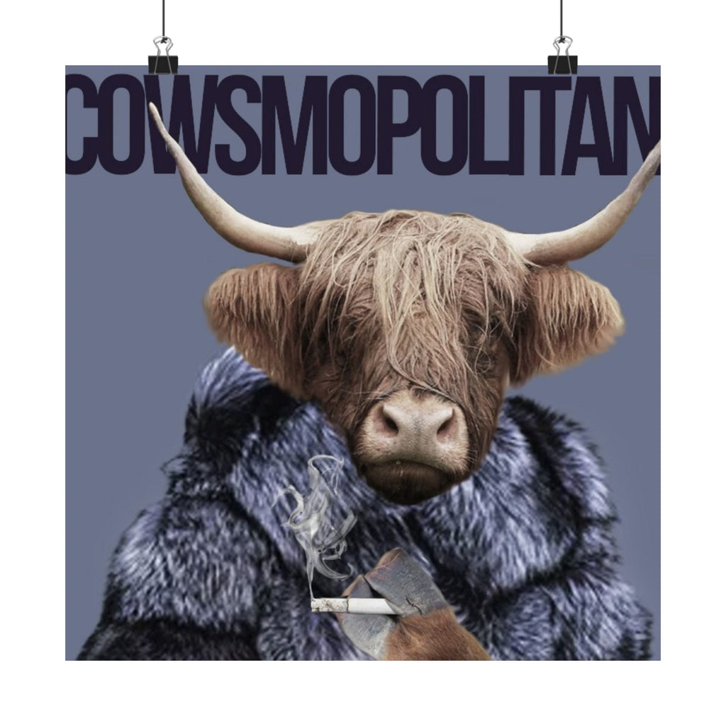 Cowsmopolitan Matte Vertical Poster - Chic Animal Art Print for Home Decor