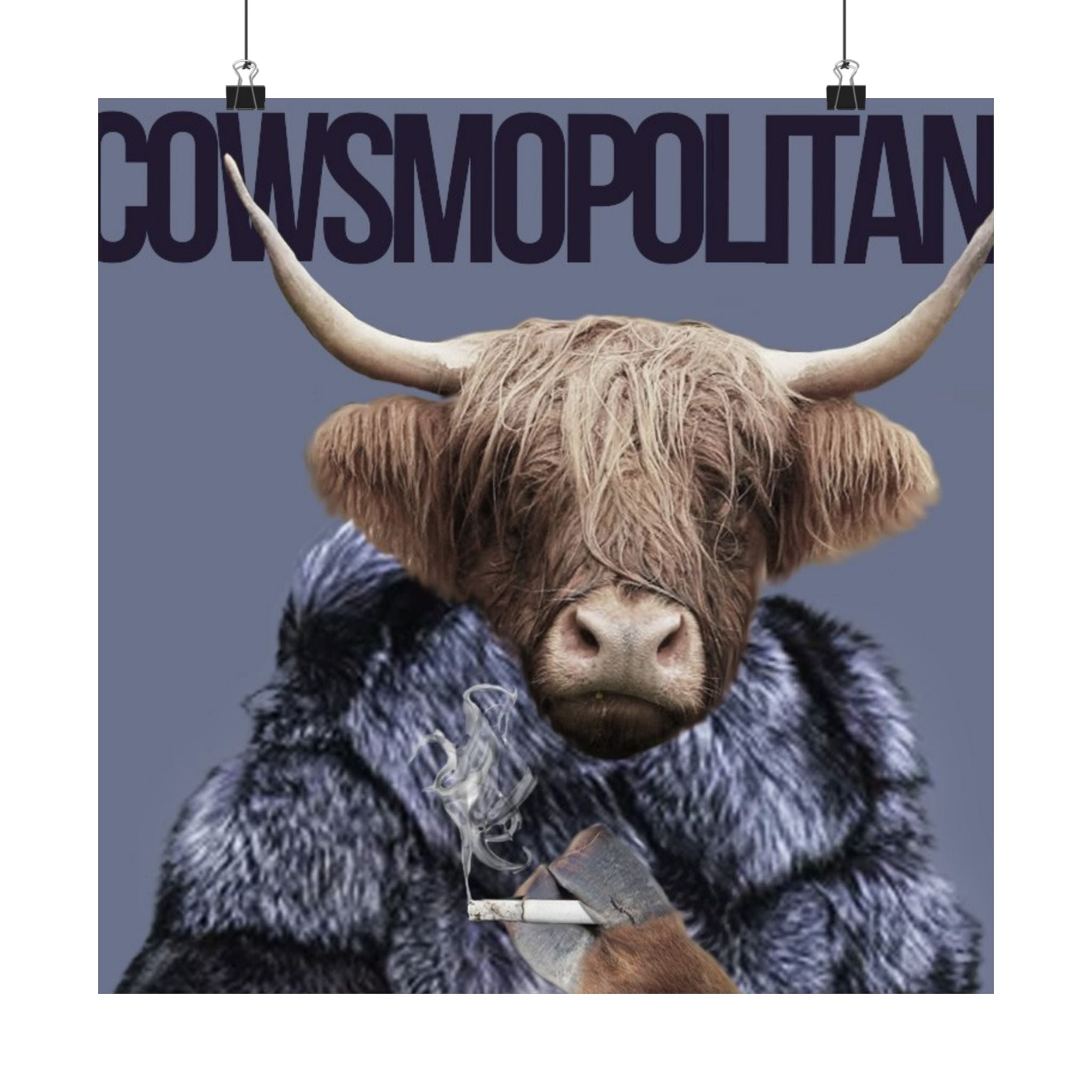 Cowsmopolitan Matte Vertical Poster - Chic Animal Art Print for Home Decor