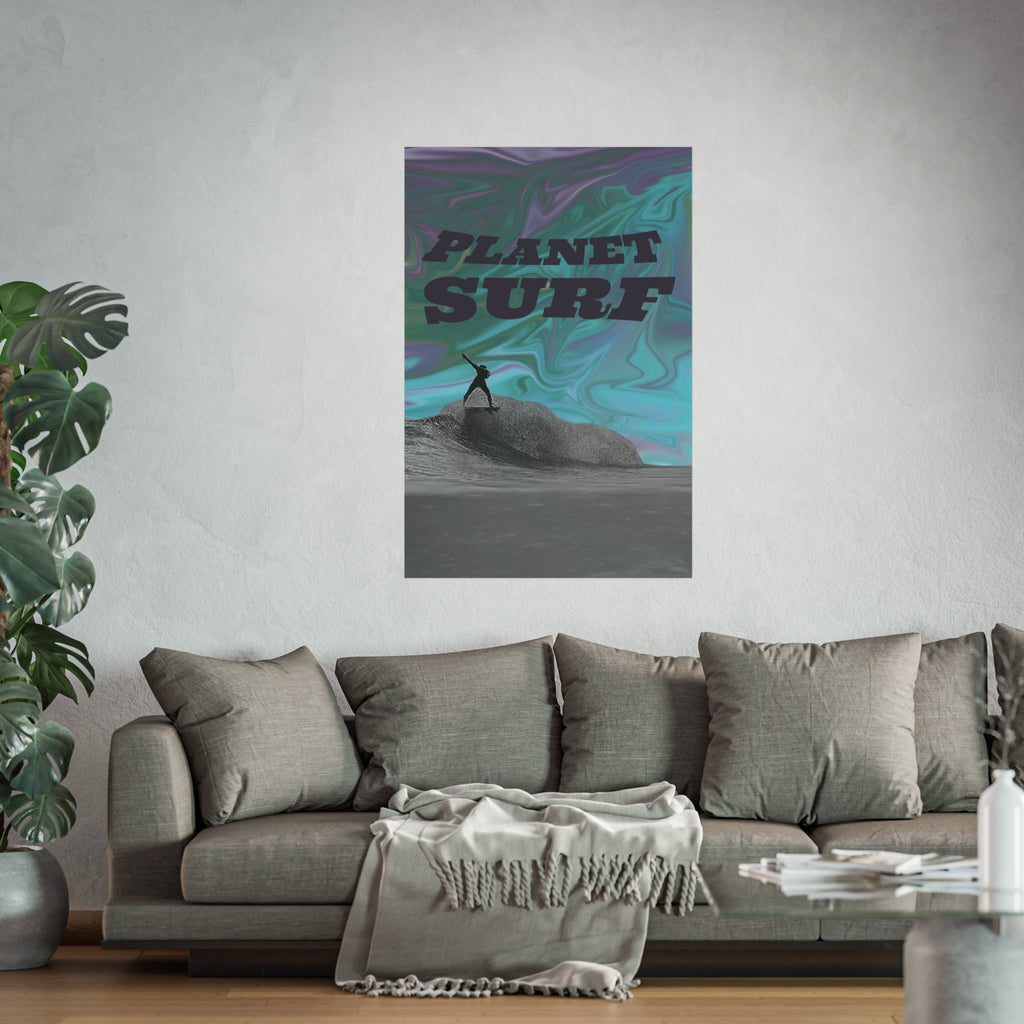 Planet Surf Fine Art Poster - Vibrant Wall Art for Beach Lovers & Surfers