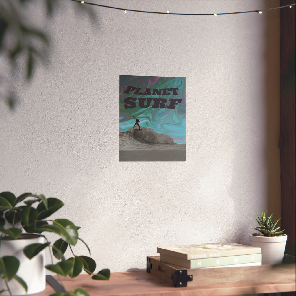Planet Surf Fine Art Poster - Vibrant Wall Art for Beach Lovers & Surfers