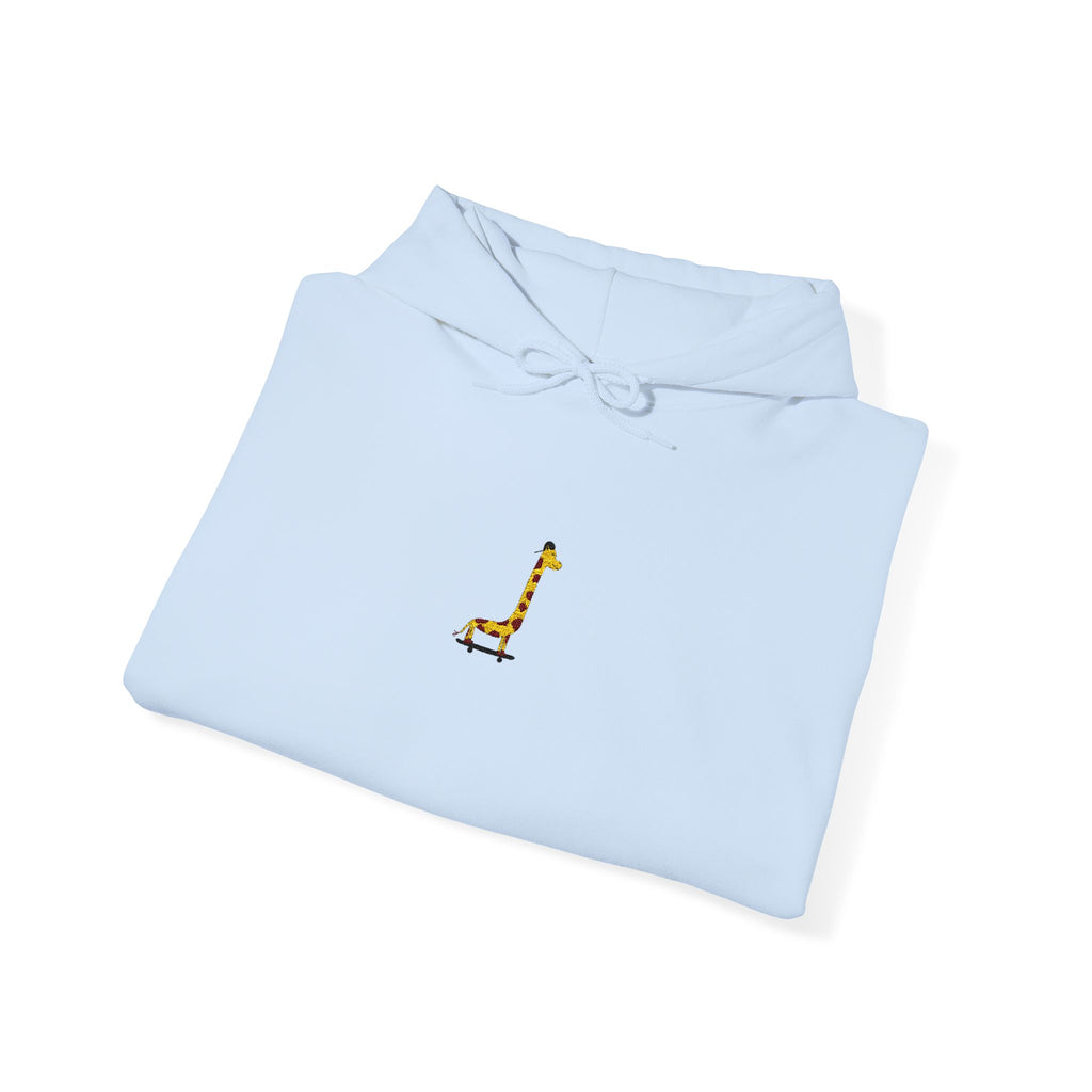 Embroidered Giraffe on a Skateboard Hoodie
