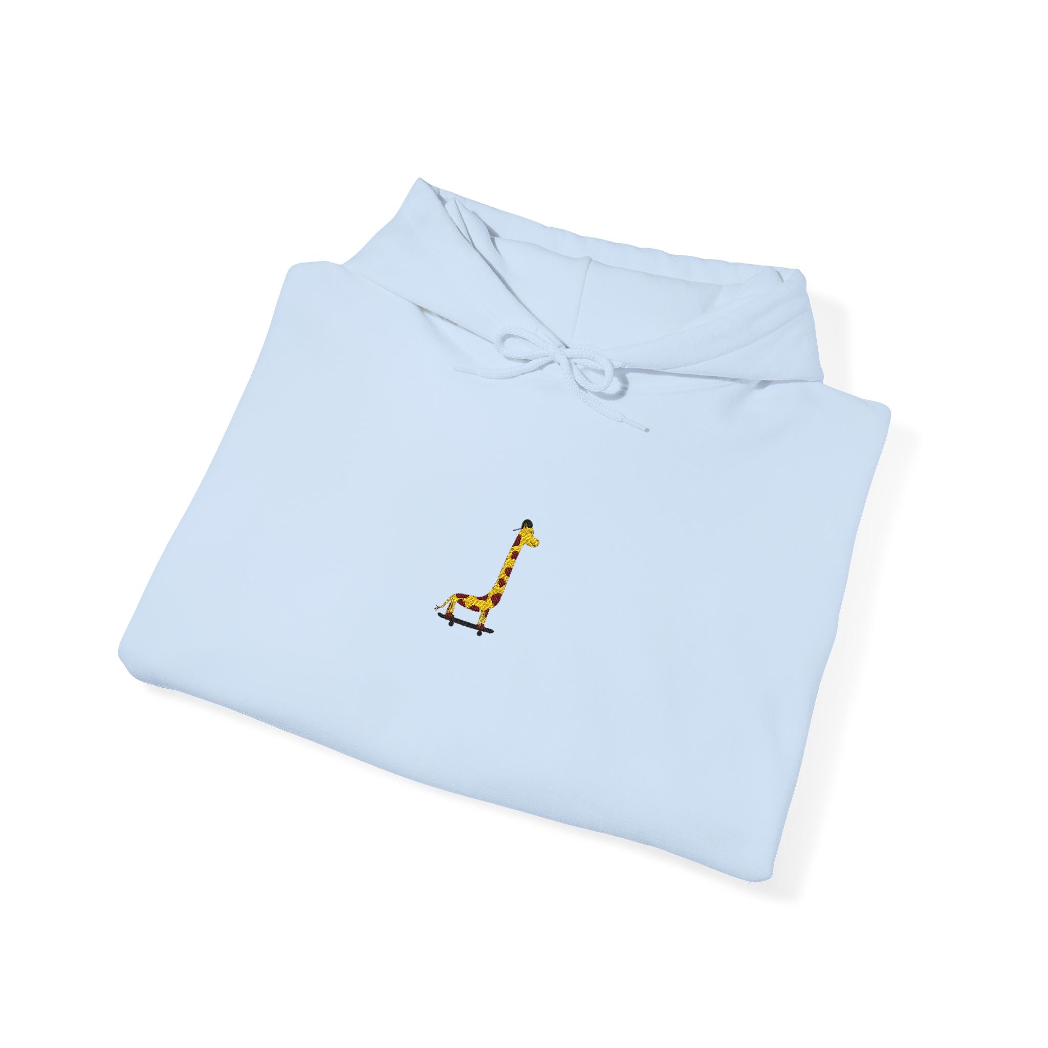 Embroidered Giraffe on a Skateboard Hoodie